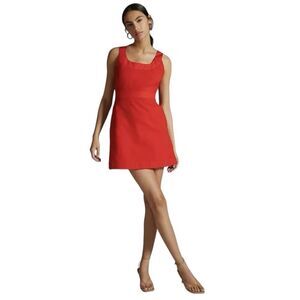 Anthropology Maeve Red Sleeveless Scoop-Neck Mini Dress Size 2
